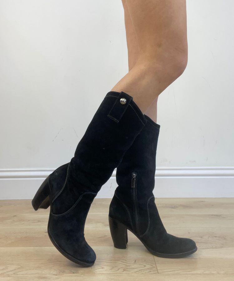 ⭐️vintage edit thirteen | uk 4 black suede cowboy boots 10