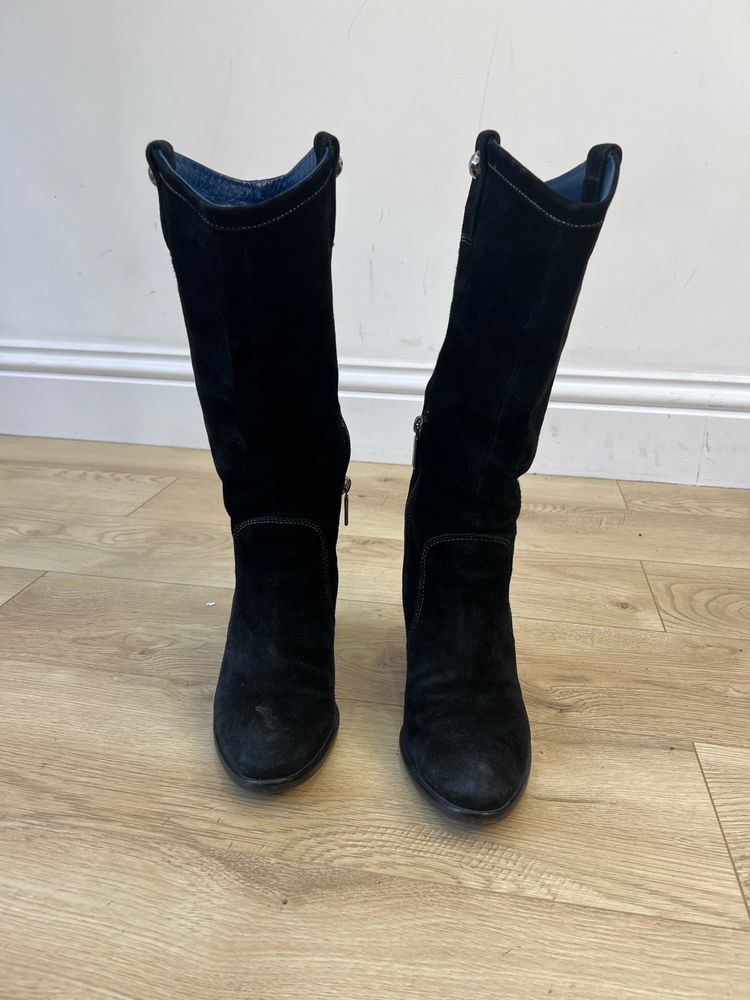 ⭐️vintage edit thirteen | uk 4 black suede cowboy boots 7