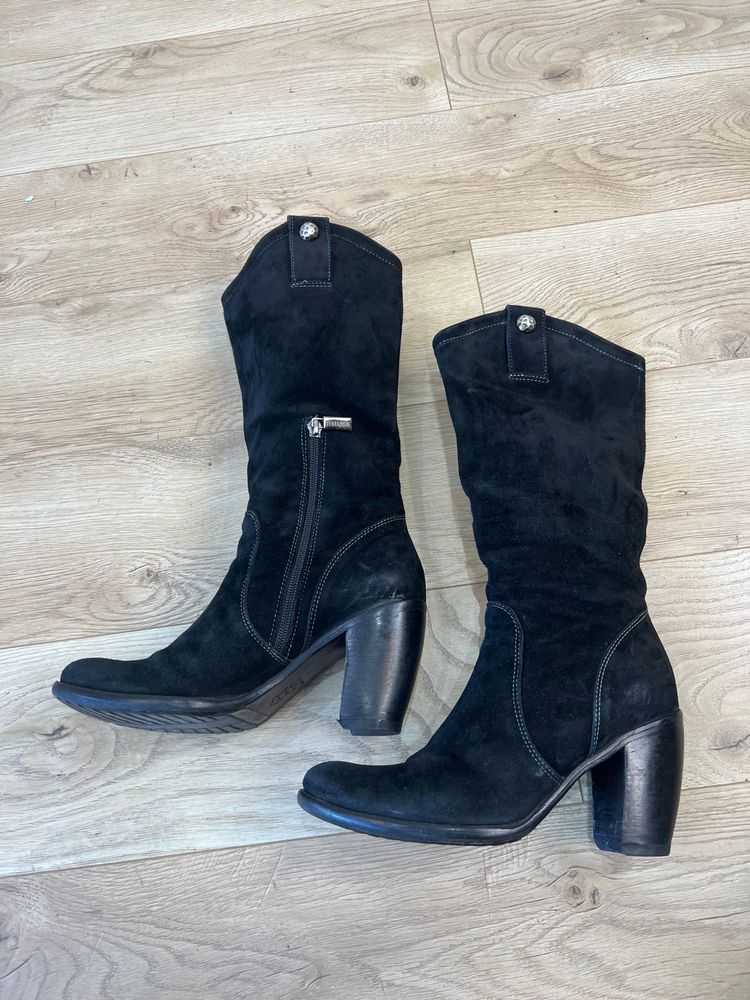 ⭐️vintage edit thirteen | uk 4 black suede cowboy boots 9