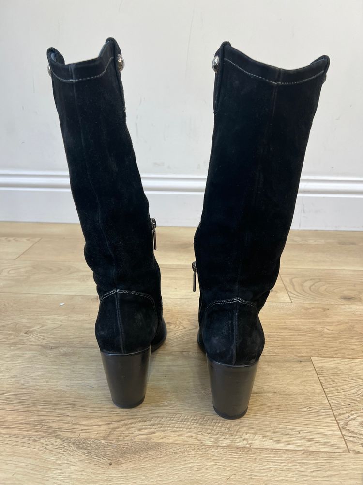 ⭐️vintage edit thirteen | uk 4 black suede cowboy boots 8