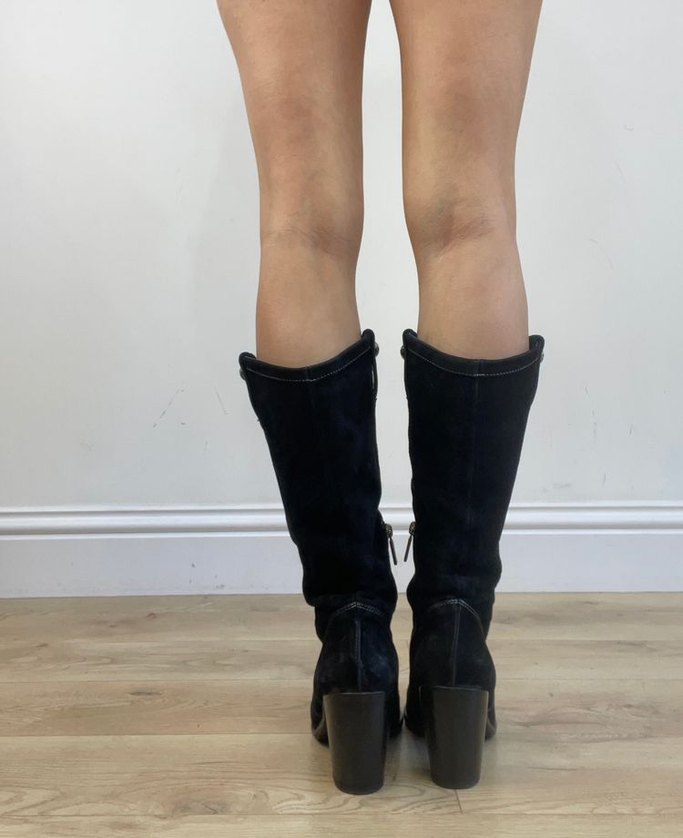 ⭐️vintage edit thirteen | uk 4 black suede cowboy boots 11