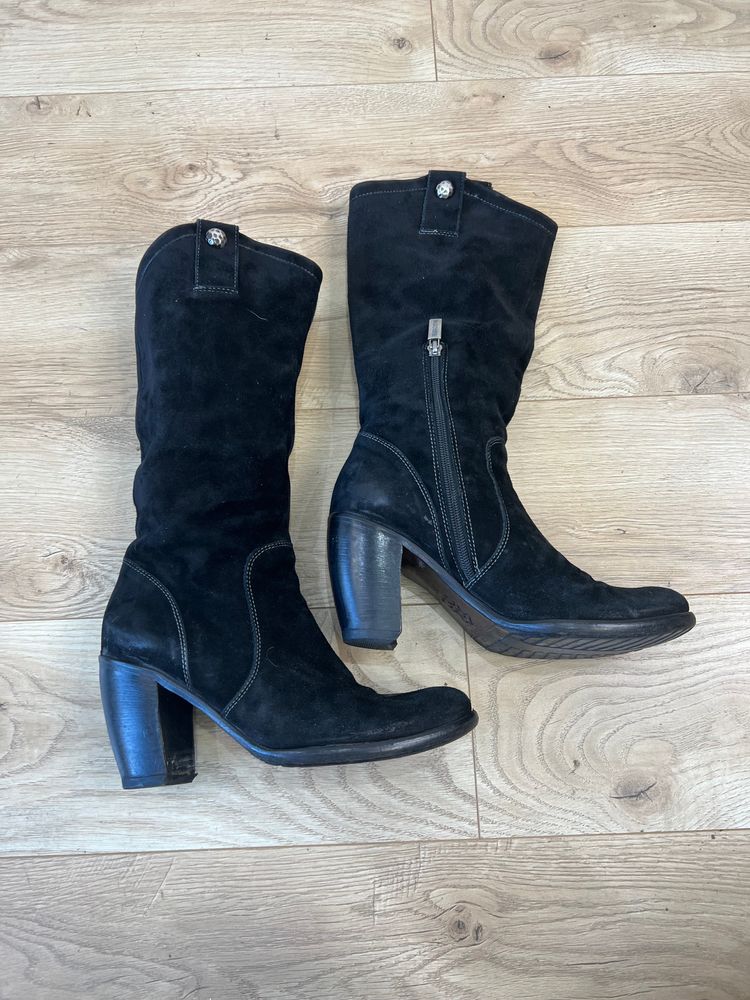 ⭐️vintage edit thirteen | uk 4 black suede cowboy boots 5