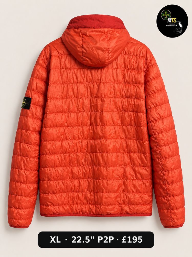 2493 Stone Island Orange Garment Dyed Down Jacket 22.5”p2p obraz 2