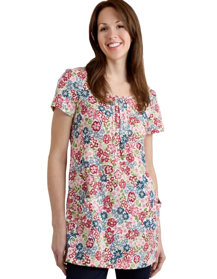 Women's Busy Lizzy Tunic in Flowery Painting Chalk