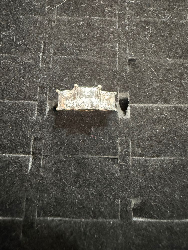 Silver Ring With Three Square Stones