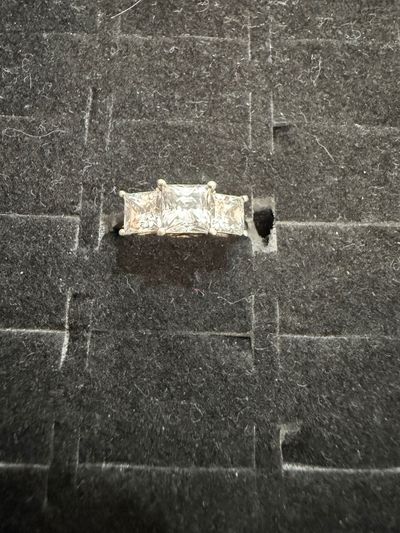 Silver Ring With Three Square Stones