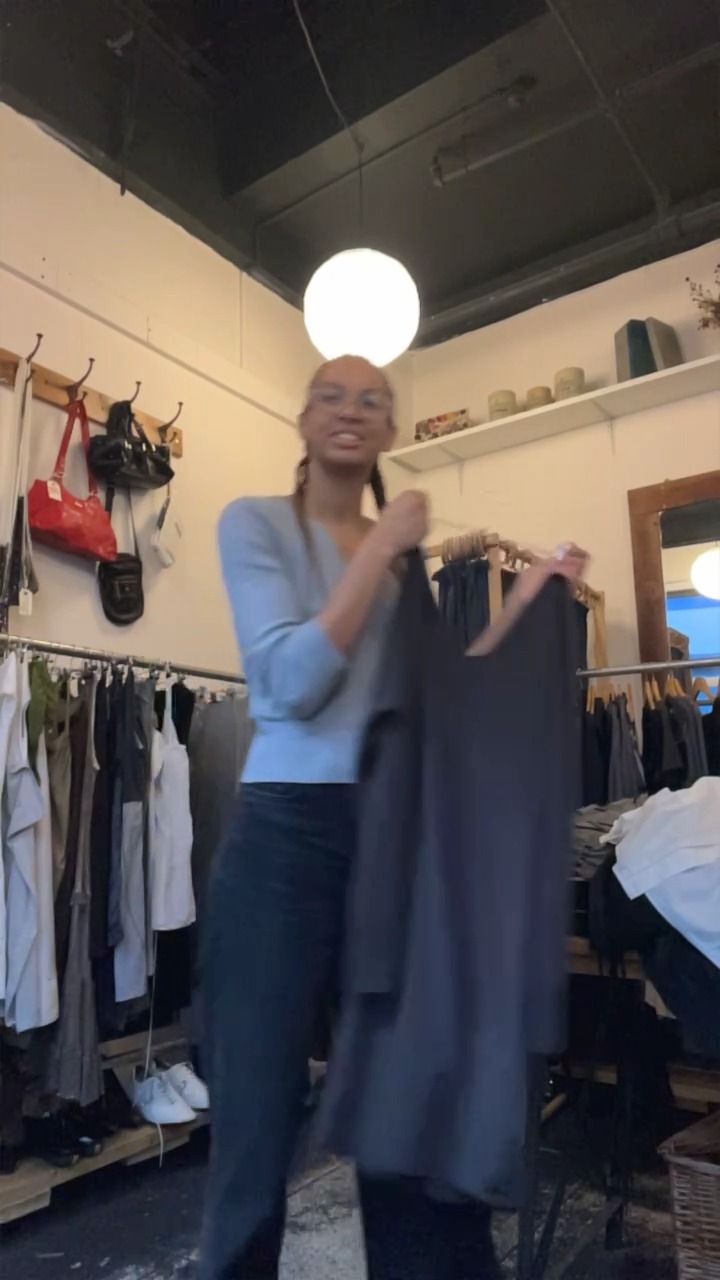 Other grey charcoal knit v neck dress  product image