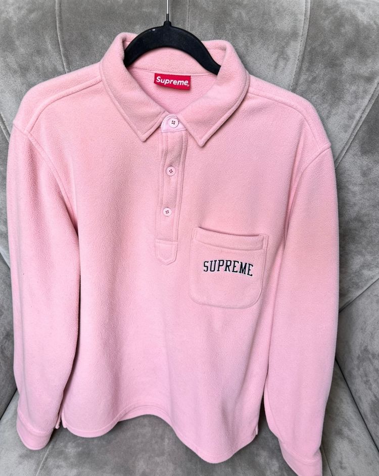 Supreme Micro Fleece Long Sleeve Polo – Pink | Medium | 100% Authentic