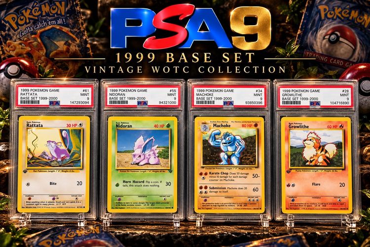 PSA 9’s 1999 Pokémon Game Base Set Trading Cards obraz 1