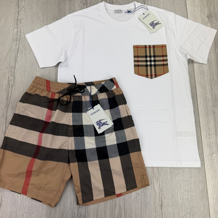 Burberry Men’s White T-shirt & Shorts Set 8