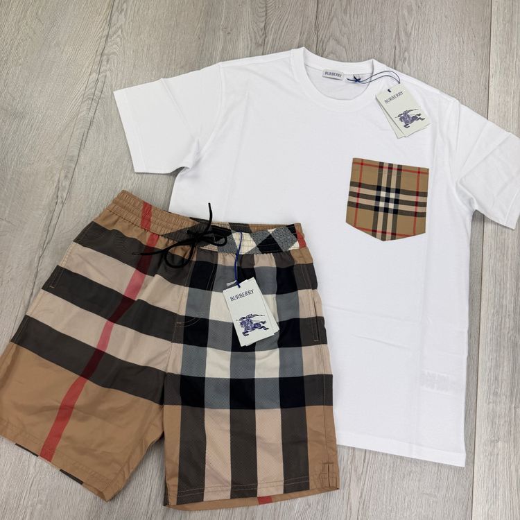 Burberry Men’s White T-shirt & Shorts Set 6