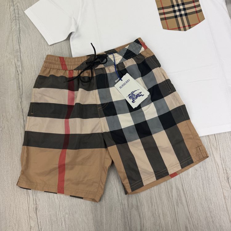 Burberry Men’s White T-shirt & Shorts Set 4