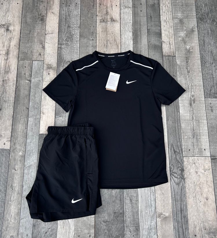 Nike Dri-Fit Miler T-shirt & Short Set - ‘Black Reflective’ - Size Small   2