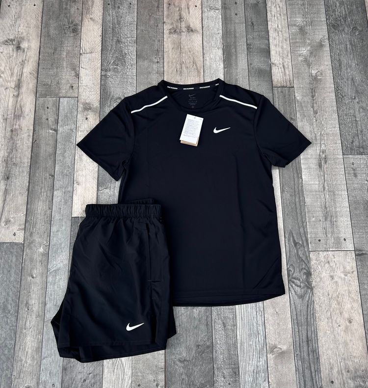 Nike Dri-Fit Miler T-shirt & Short Set - ‘Black Reflective’ - Size Small   3