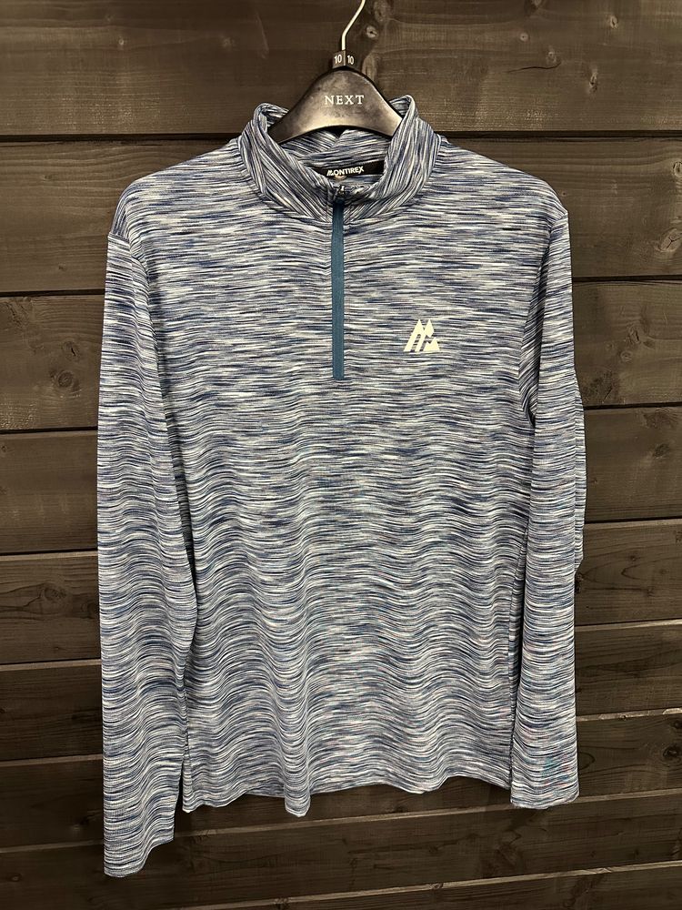 Montirex Blue And White Long Sleeve Quarter Zip Top