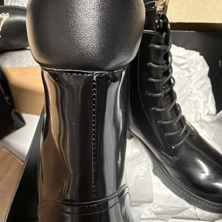 Immagine di Coach Leighton Lace Up Leather Heeled Boots Black Bootie UK 7 £295 Combat BNIB 4