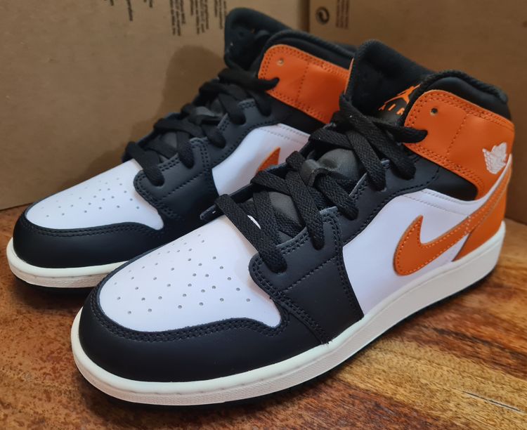 Black, White, And Orange High-Top Sneakers