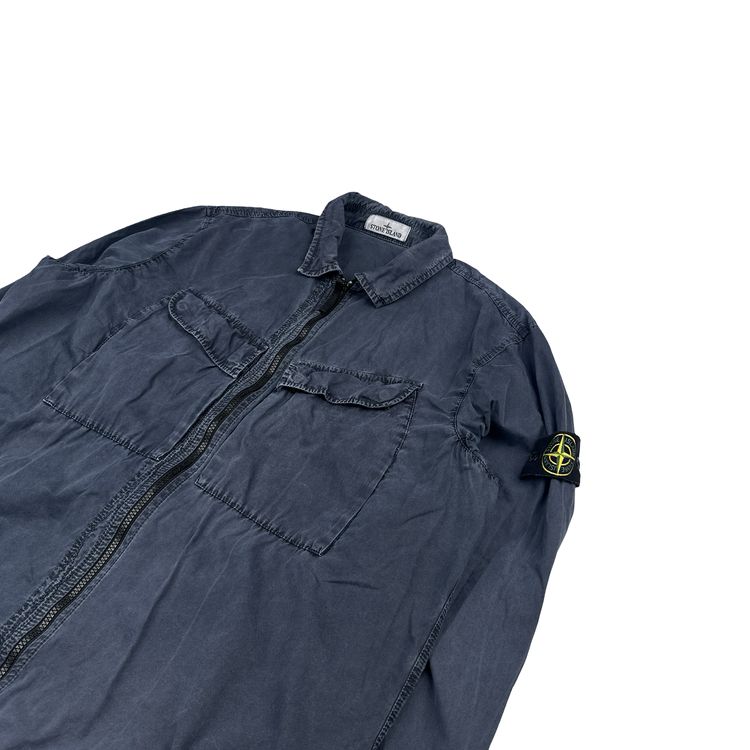 Stone Island 2022 Navy Brushed Cotton Zipped Overshirt - XXL image 2