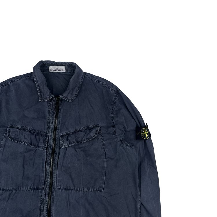 Stone Island 2022 Navy Brushed Cotton Zipped Overshirt - XXL image 6