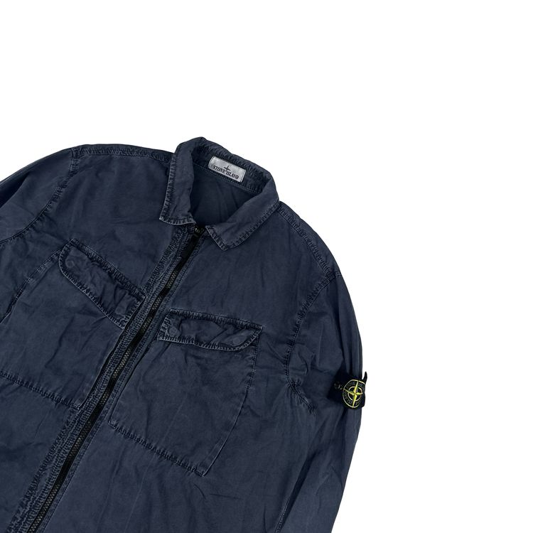 Stone Island 2022 Navy Brushed Cotton Zipped Overshirt - XXL image 8