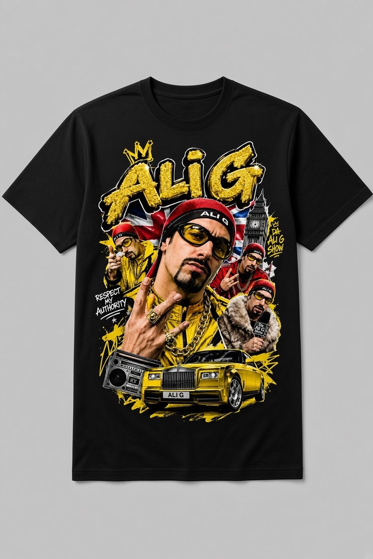 Blí g ck Graphic T-Shirt With Ali G Design image 1