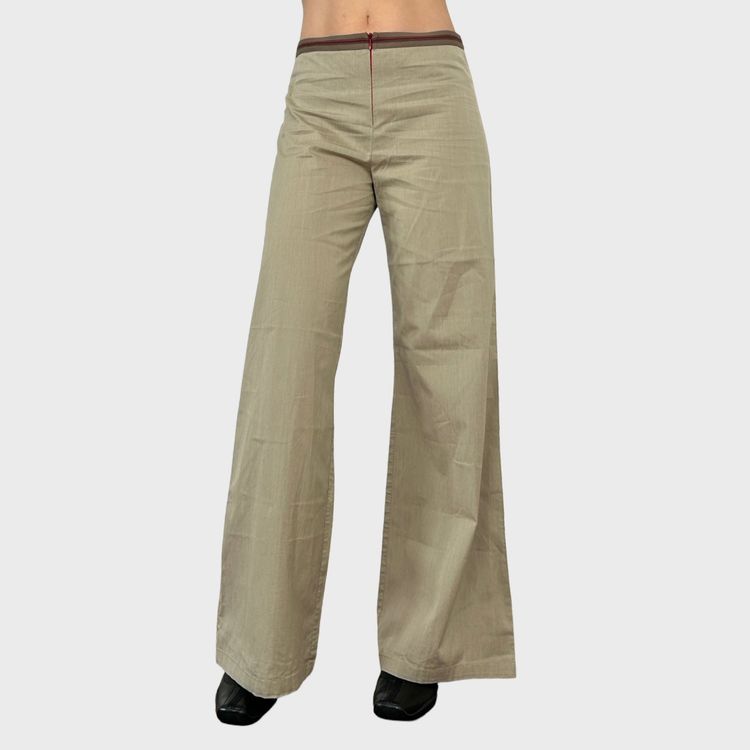 Cop Copine Wide Leg Beige + Red Trousers - L
