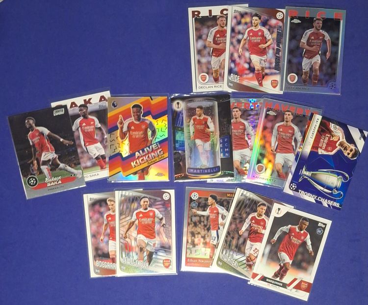 Topps Arsenal 15 Card Bundle Topps Chrome Merlin Football Cards Saka Rice Havertz Mint product image