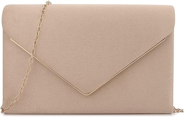 Immagine di Beige Envelope Clutch Bag With Gold Chain 1