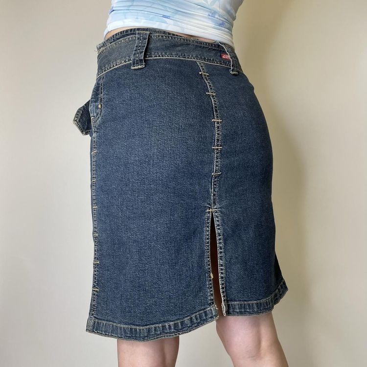 90s 00s Miss Sixty denim midi skirt with chunky belt and split details   image 3