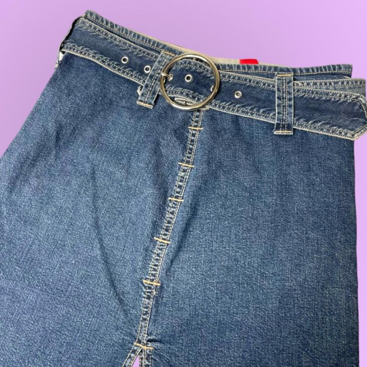 90s 00s Miss Sixty denim midi skirt with chunky belt and split details   image 4