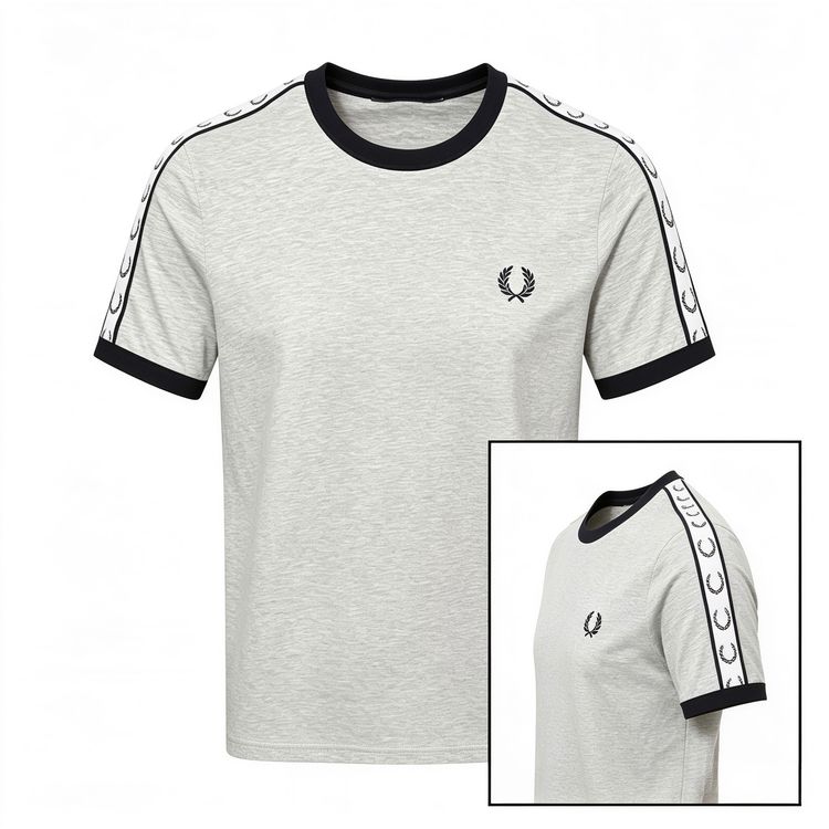 Fred Perry Taped Ringer T Shirt - Grey