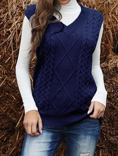 Navy Blue Cable Knit Sweater Vest image 5
