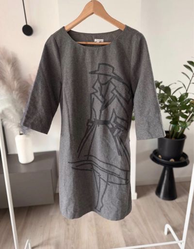 Solar Grey Dress With Graphic Print