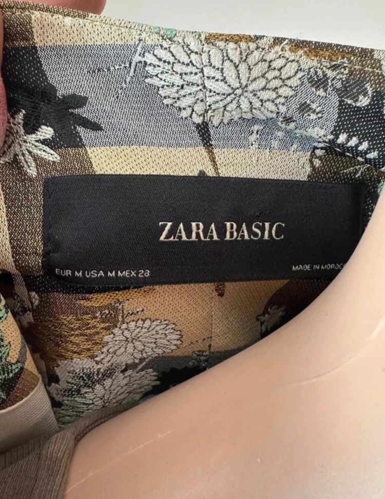 Marynarka kubełkowa żakiet  blezer w kwiaty na tle kraty old money Zara M 38 obraz 8