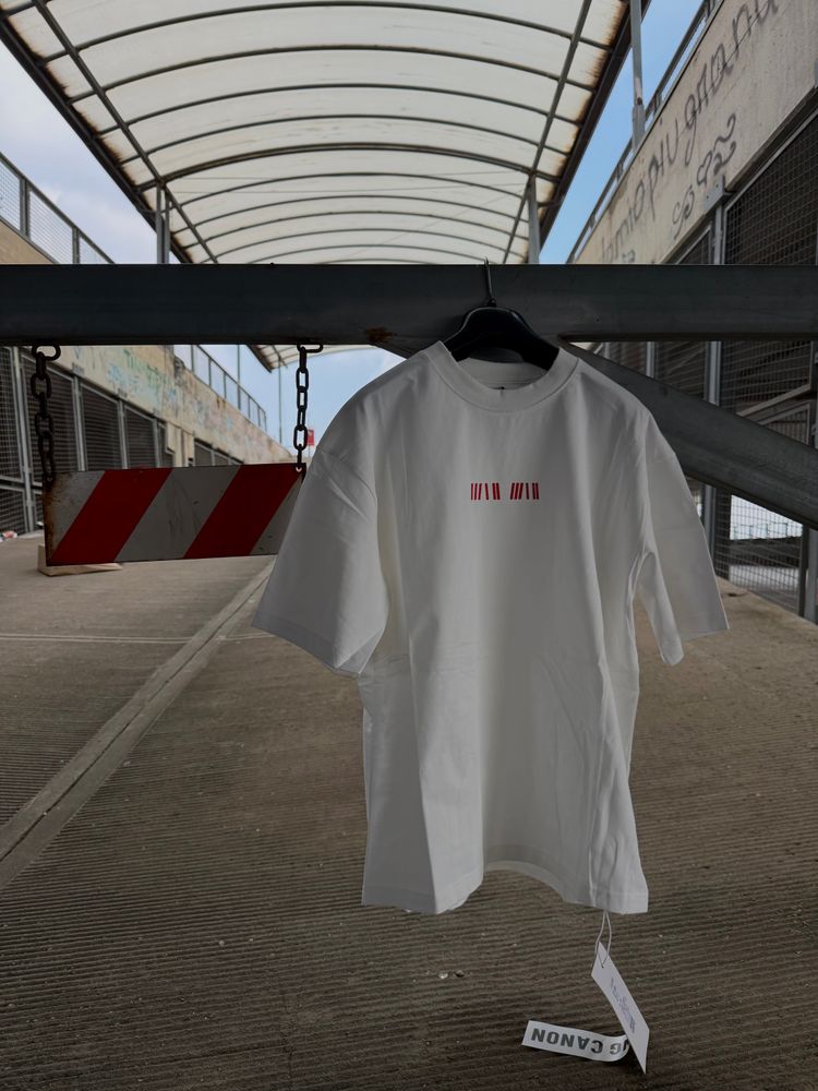 White T-Shirt With Red Graphic Text 3