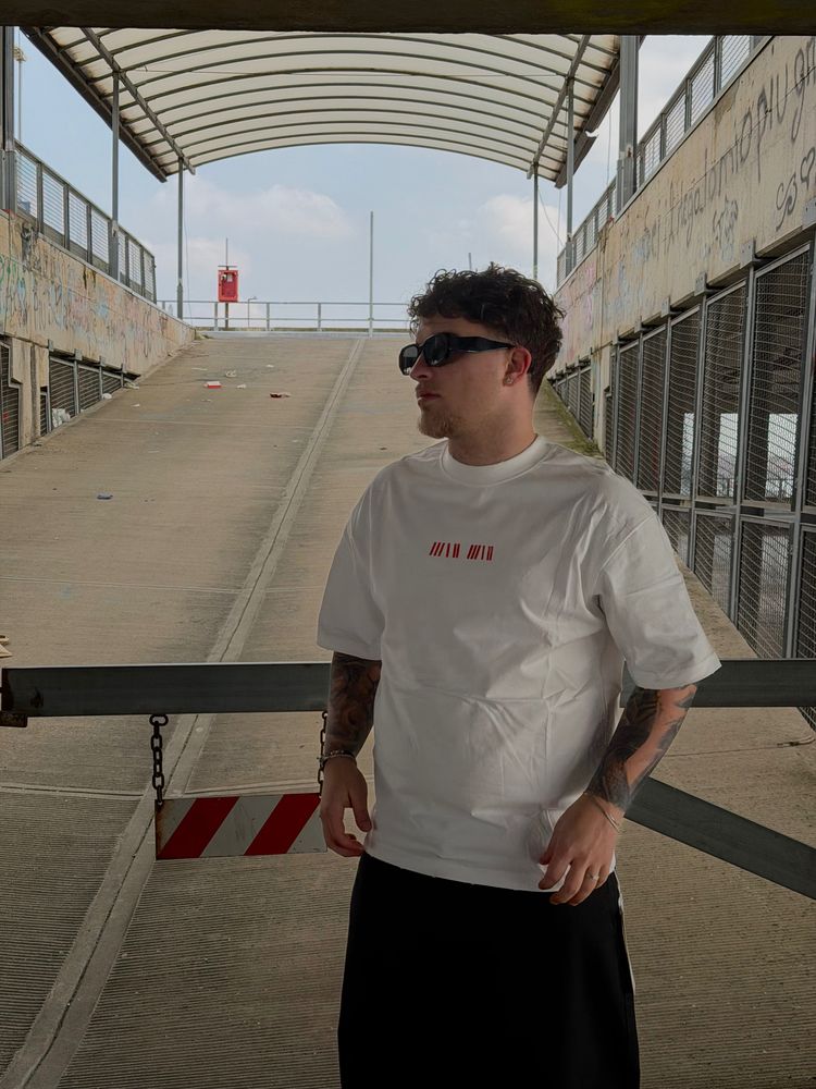 White T-Shirt With Red Graphic Text 4