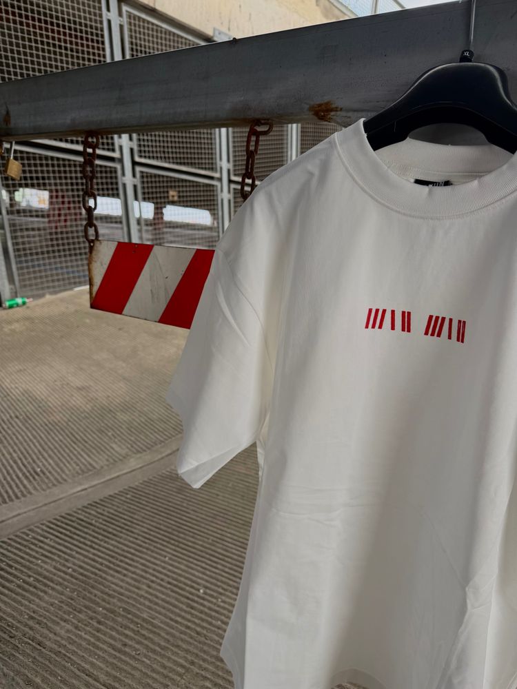 White T-Shirt With Red Graphic Text