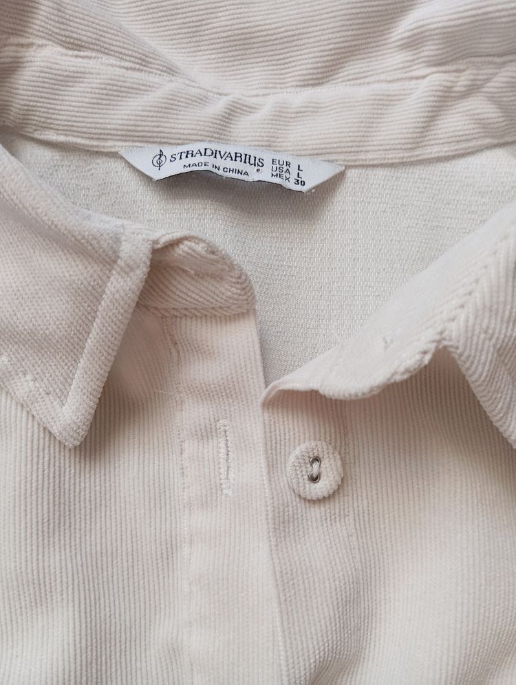 Stradivarius Beige Corduroy Shirt 2