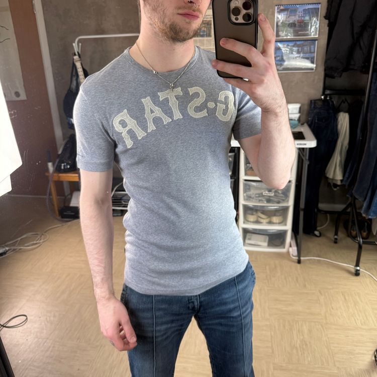 Gstar raw 2000's embroidered muscle fit tee (S)
