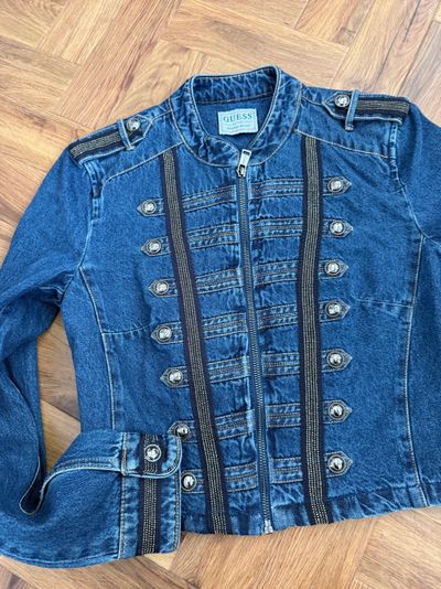 Guess Cropped Denim Military Jacket (S) 9