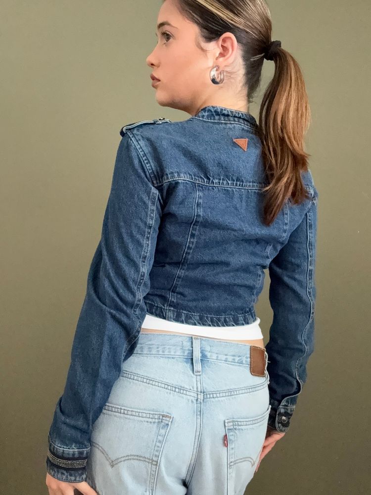 Guess Cropped Denim Military Jacket (S) 14