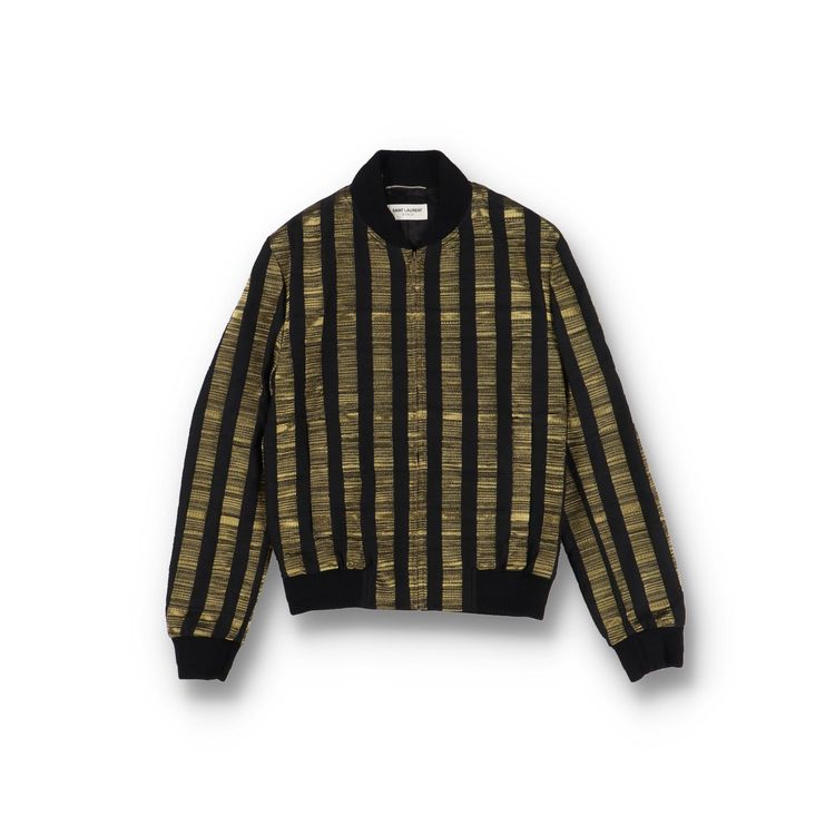 Saint Laurent Paris 1 of 1 Black and Gold Metallic Striped Bomber Jacket