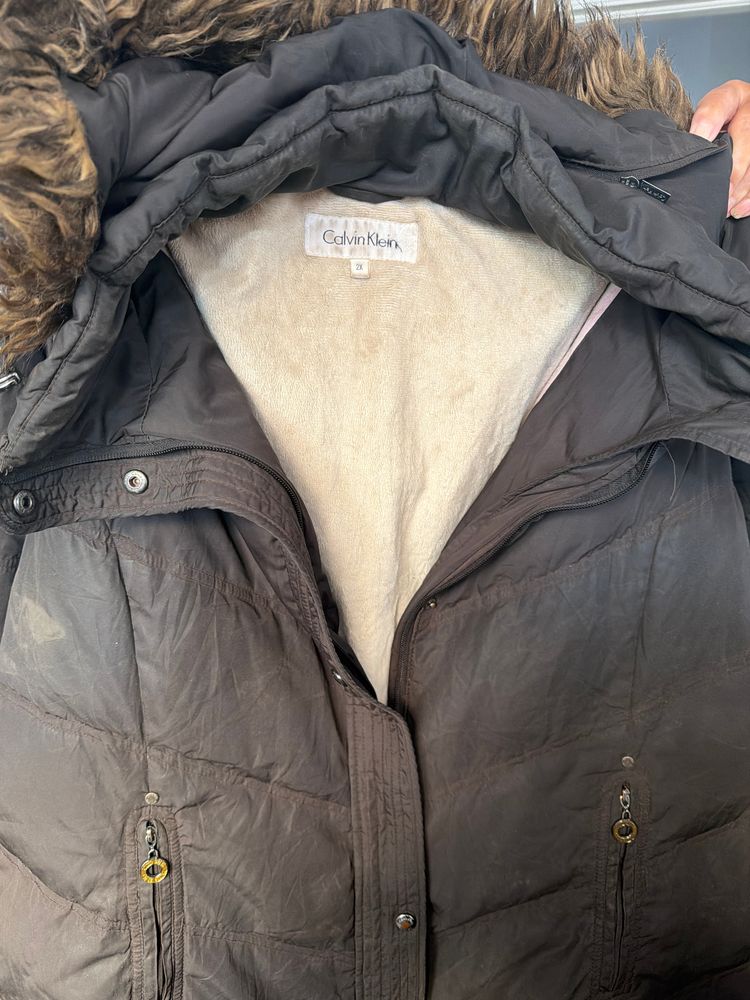 Immagine di Calvin Klein Black Winter Jacket With Fur Hood 1