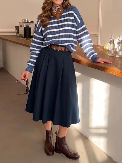 Navy Blue Midi Skirt image 4