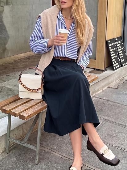 Navy Blue Midi Skirt image 2