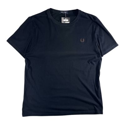 Fred Perry Black T-Shirt Logo Ricamato Uomo (L)