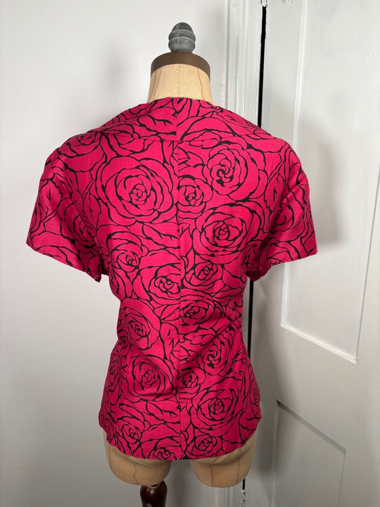 Vintage 90s Rose pattern Button-Up Blouse 4