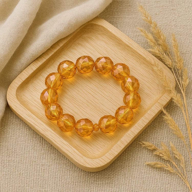 Amber-Colored Beaded Bracelet image 1