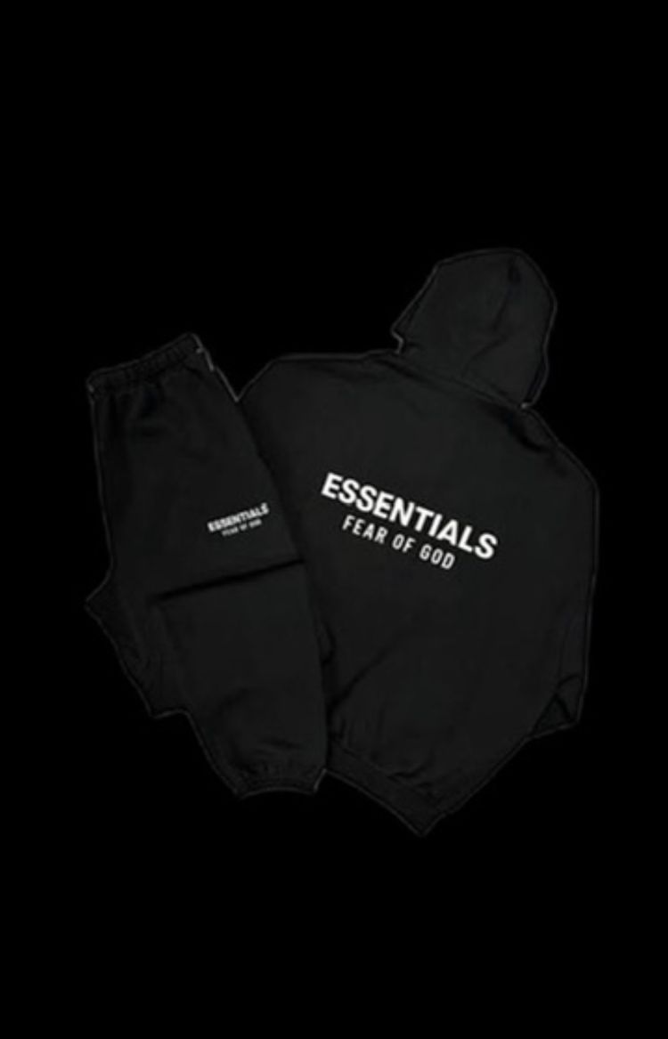 Fear Of God Essentials Black Hoodie And Sweatpants Set