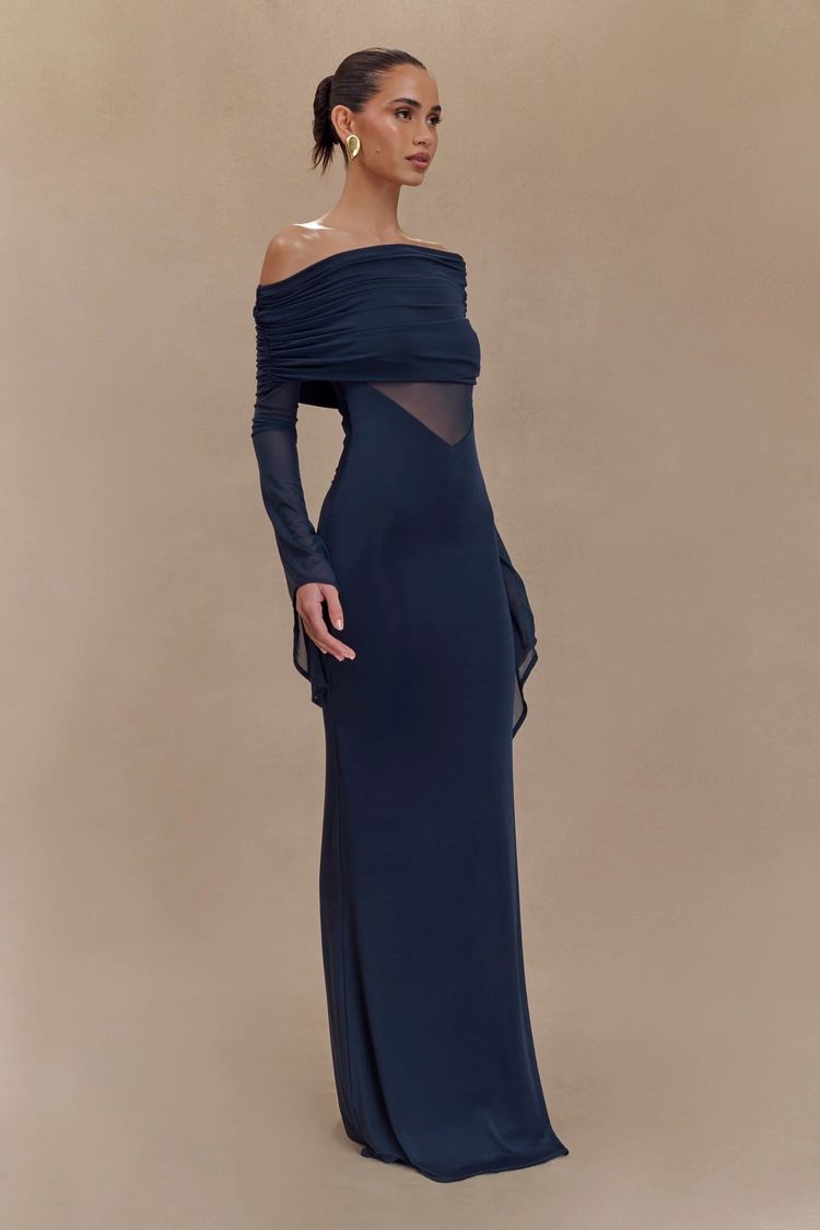 Black Off-Shoulder Evening Gown image 3